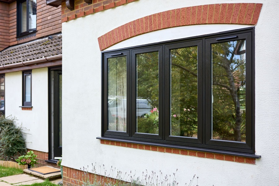 Black uPVC flush windows and door