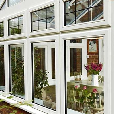 White wooden casement window tile