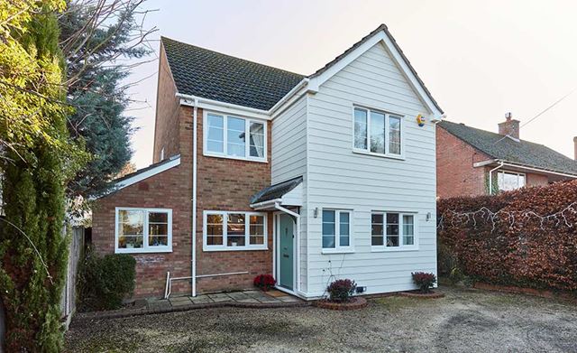 White plastic exterior cladding made of uPVC from Anglian Home Improvements
