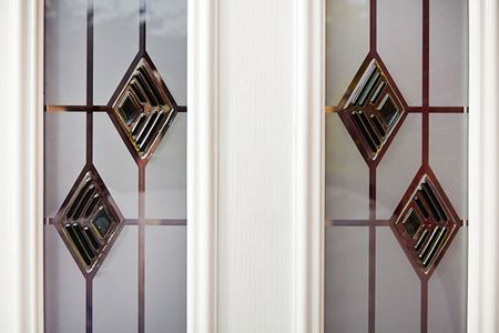 coloured glass close up on white panel