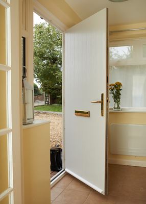 Cottage composite front door finished in White from the Anglian composite door range