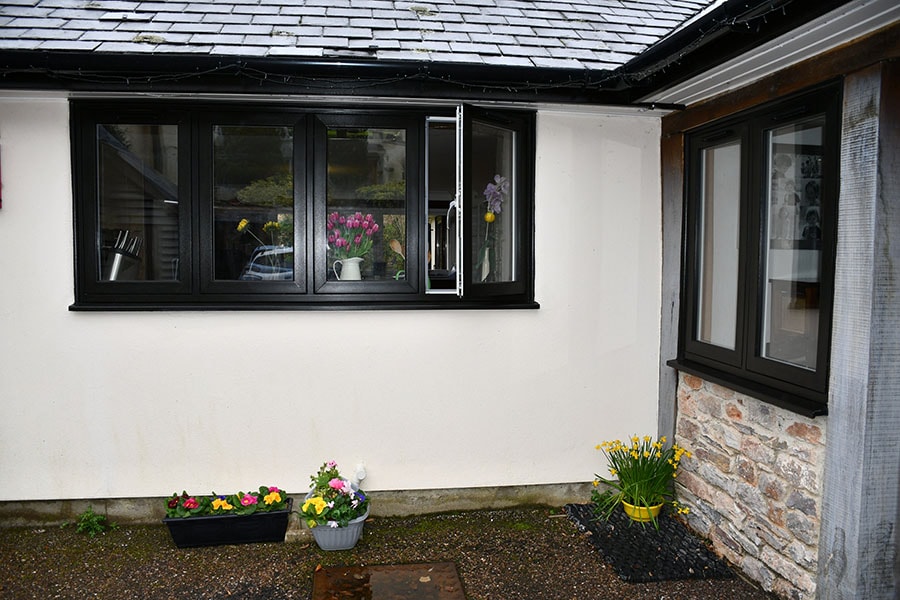 Dual black uPVC flush windows