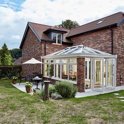 Dual Cream uPVC contemporary orangery with solarroof