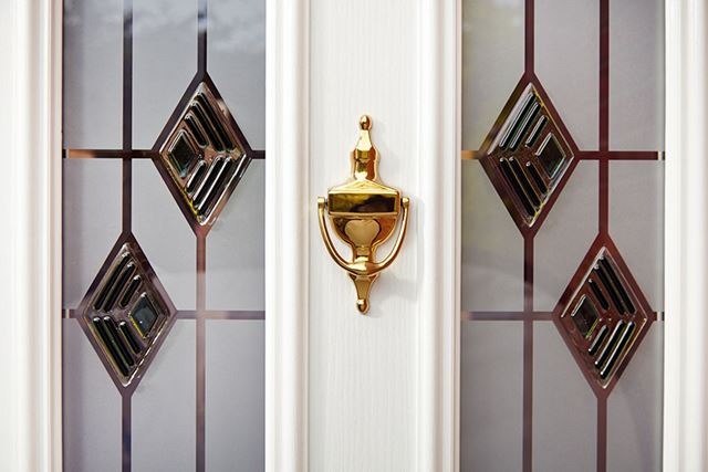 Front door with coloured glass