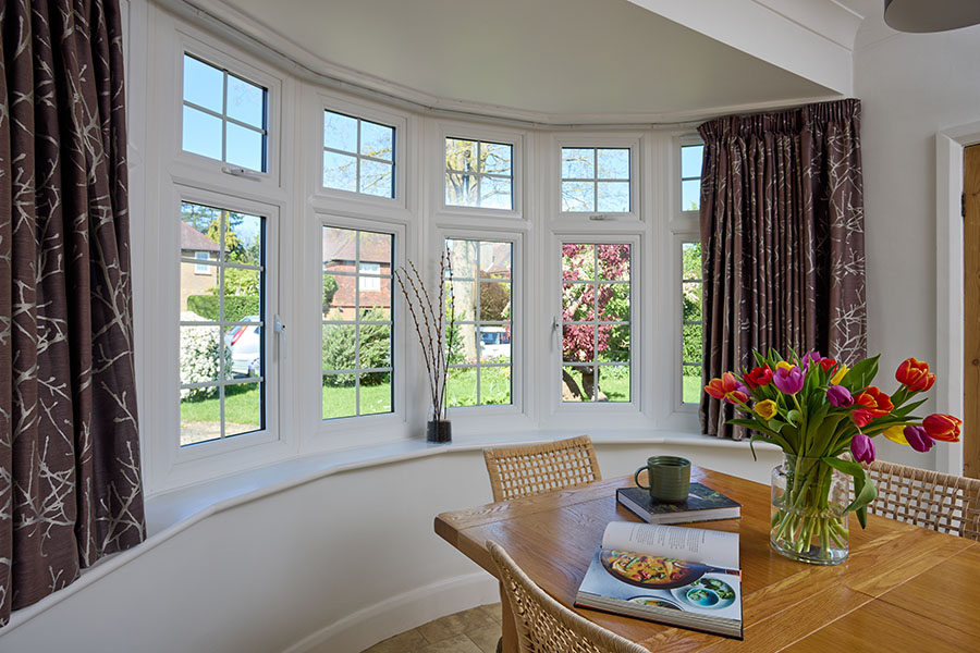 Large white uPVC bay window interior