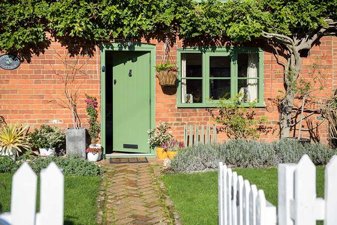Sage green window flush window with sage green front door