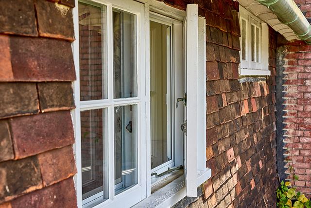 Secondary glazing white window unit exterior