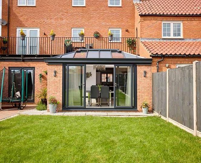 uPVC Anthracite grey patio doors on conservatory