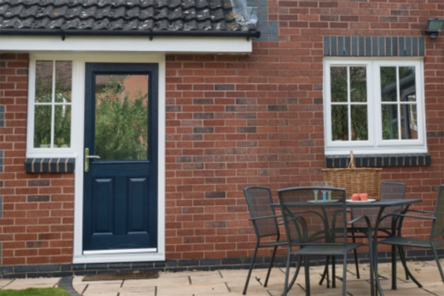 uPVC GRP classic Oxford back door in Steel Blue