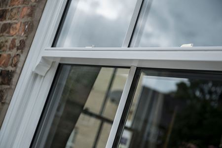 victorian White wooden casement close up