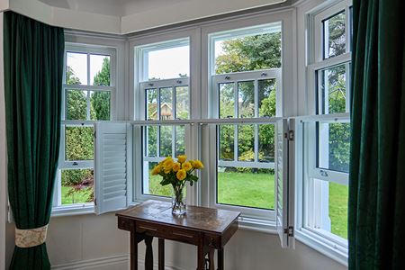 White sliding sash window interiors