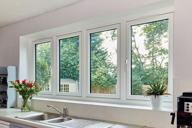 White uPVC flush windows in kitchen setting