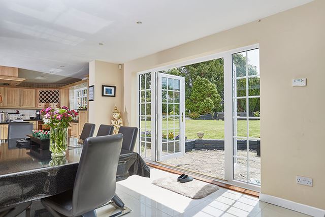 White uPVC French doors with Georgian bars interior open
