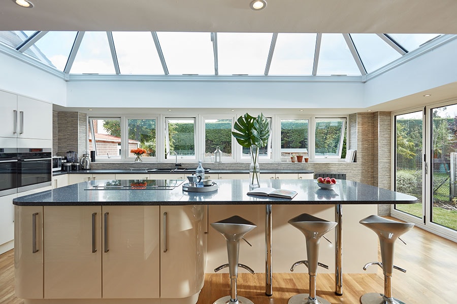 White uPVC orangery interior