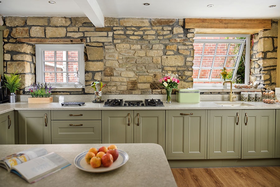 White uPVC tilt and slide sash windows kitchen interior