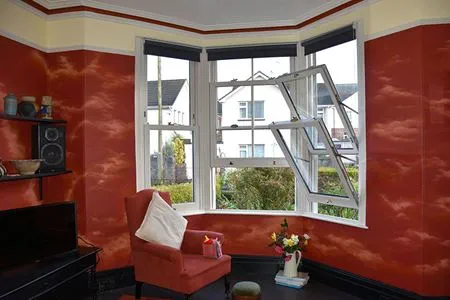 Cream sash bay uPVC windows