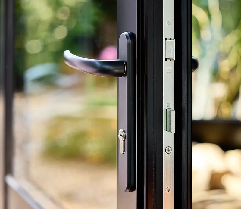 Jet Black porch door infill with black handles